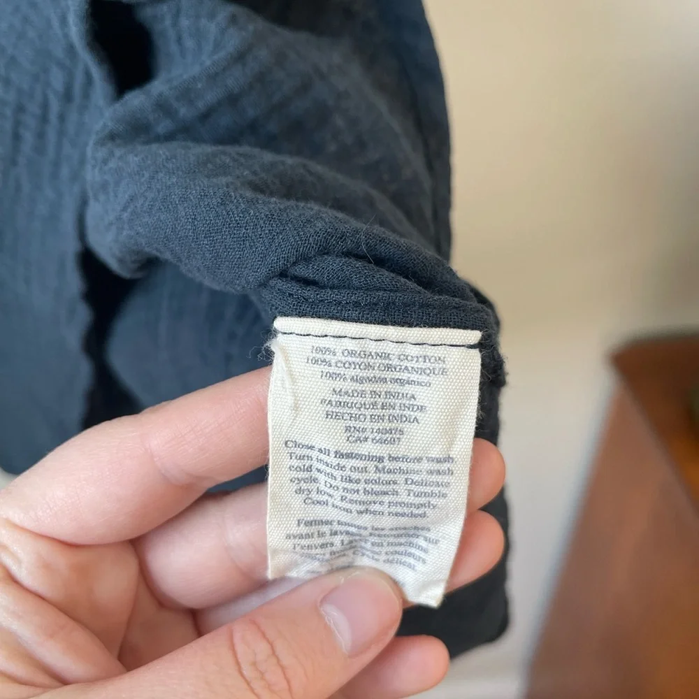 Navy blue cotton gauze top - Picture 4 of 7